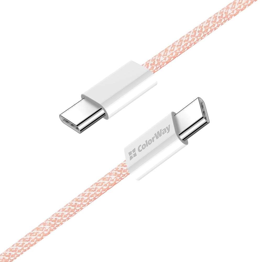 USB-C - USB-C adat- és töltőkábel ColorWay CW-CBPDCC061, 60W, 1m, Rózsaszín