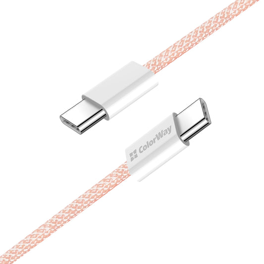 USB-C - USB-C adat- és töltőkábel ColorWay CW-CBPDCC061, 60W, 1m, Rózsaszín