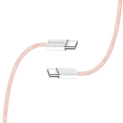 USB-C - USB-C adat- és töltőkábel ColorWay CW-CBPDCC061, 60W, 1m, Rózsaszín