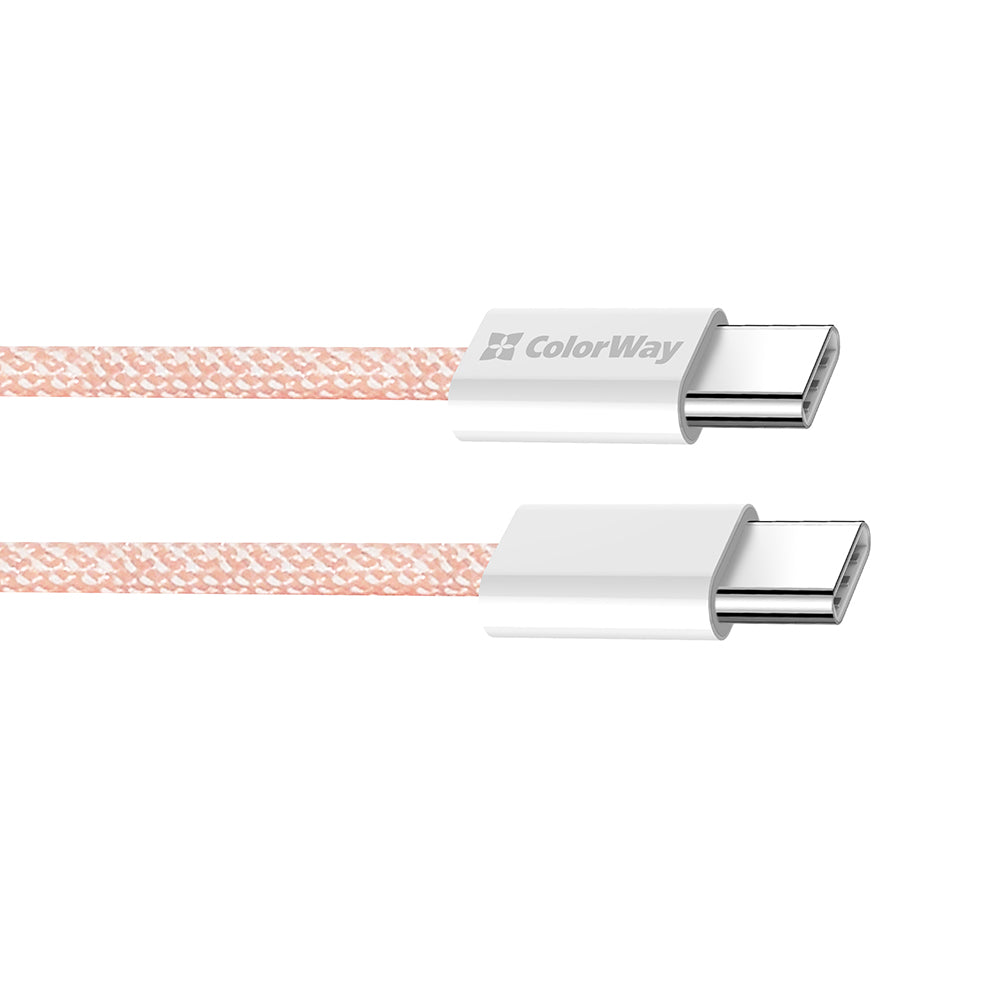 USB-C - USB-C adat- és töltőkábel ColorWay CW-CBPDCC061, 60W, 1m, Rózsaszín