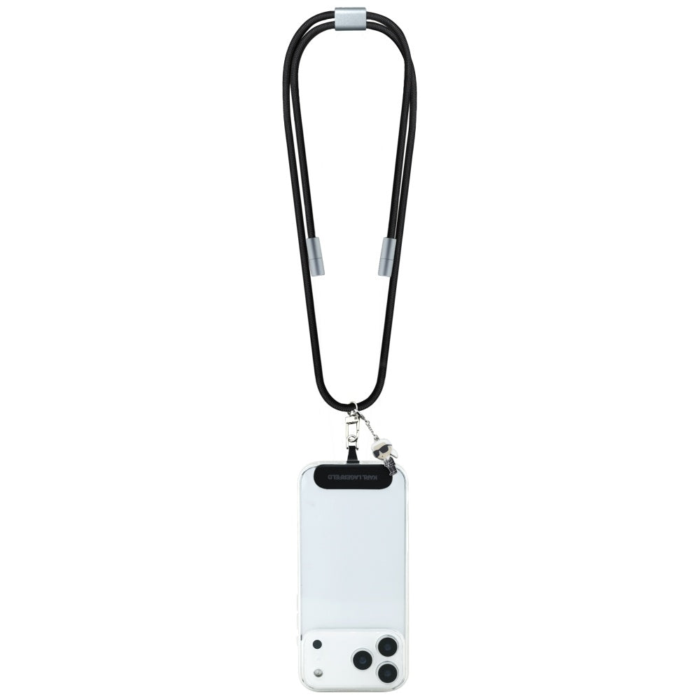 USB-C - USB-C adat- és töltőkábel Karl Lagerfeld Ikonik Charm, 100W, 1,5m, Fekete