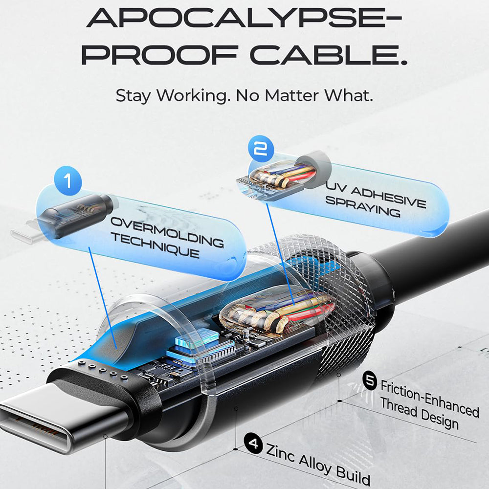 USB-C - USB-C Lisen L115 adat- és töltőkábel, 100W, 3m, Fekete YL0125040001