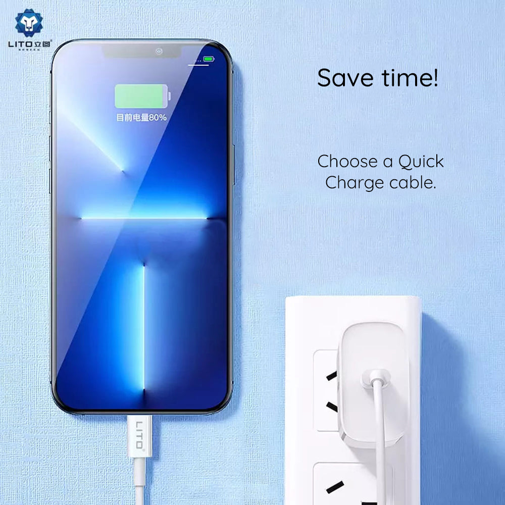 USB-C - USB-C Lito adat- és töltőkábel, 18W, 2m, Fehér