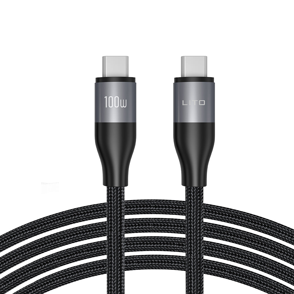 USB-C - USB-C Lito LD23CC adat- és töltőkábel, 100W, 1m, szürke