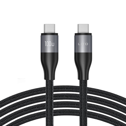 USB-C - USB-C Lito LD23CC adat- és töltőkábel, 100W, 1m, szürke