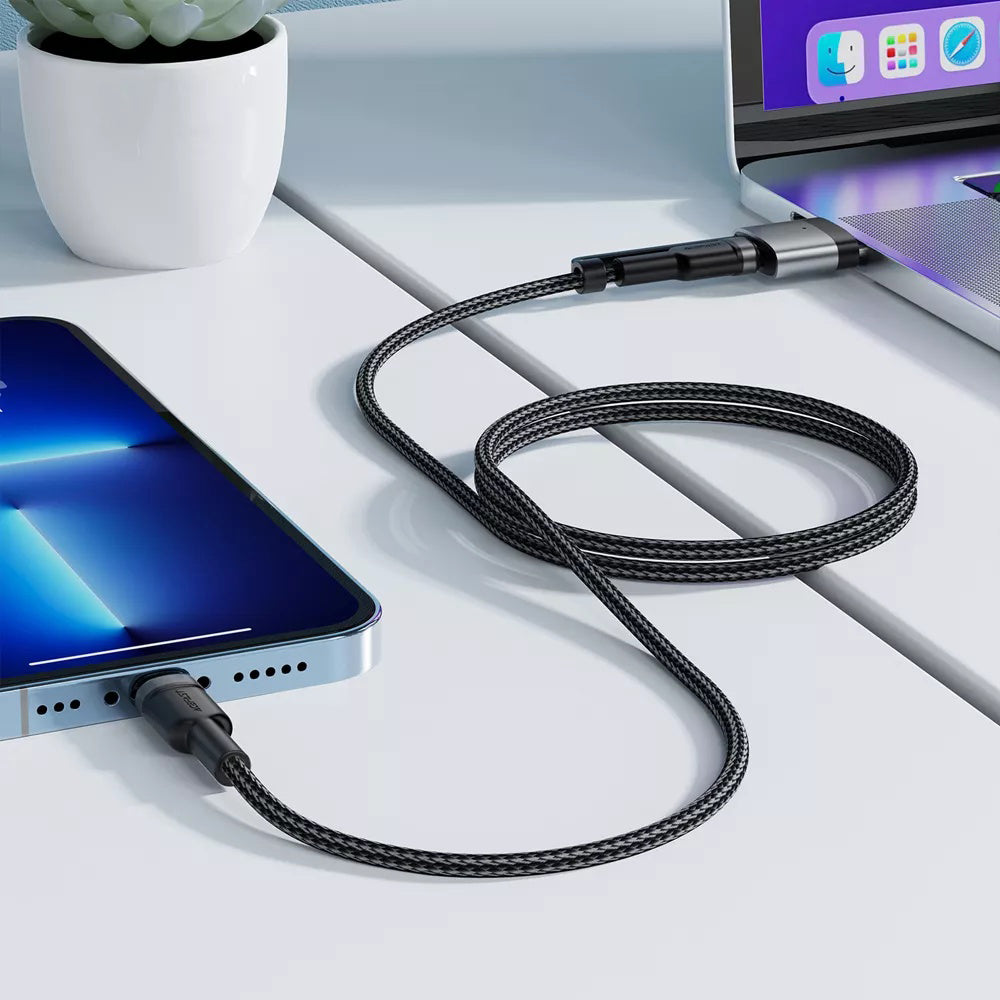 Acefast Töltőkábel, USB-C - USB-C / MagSafe 3, 240W, 1.2m, Fekete