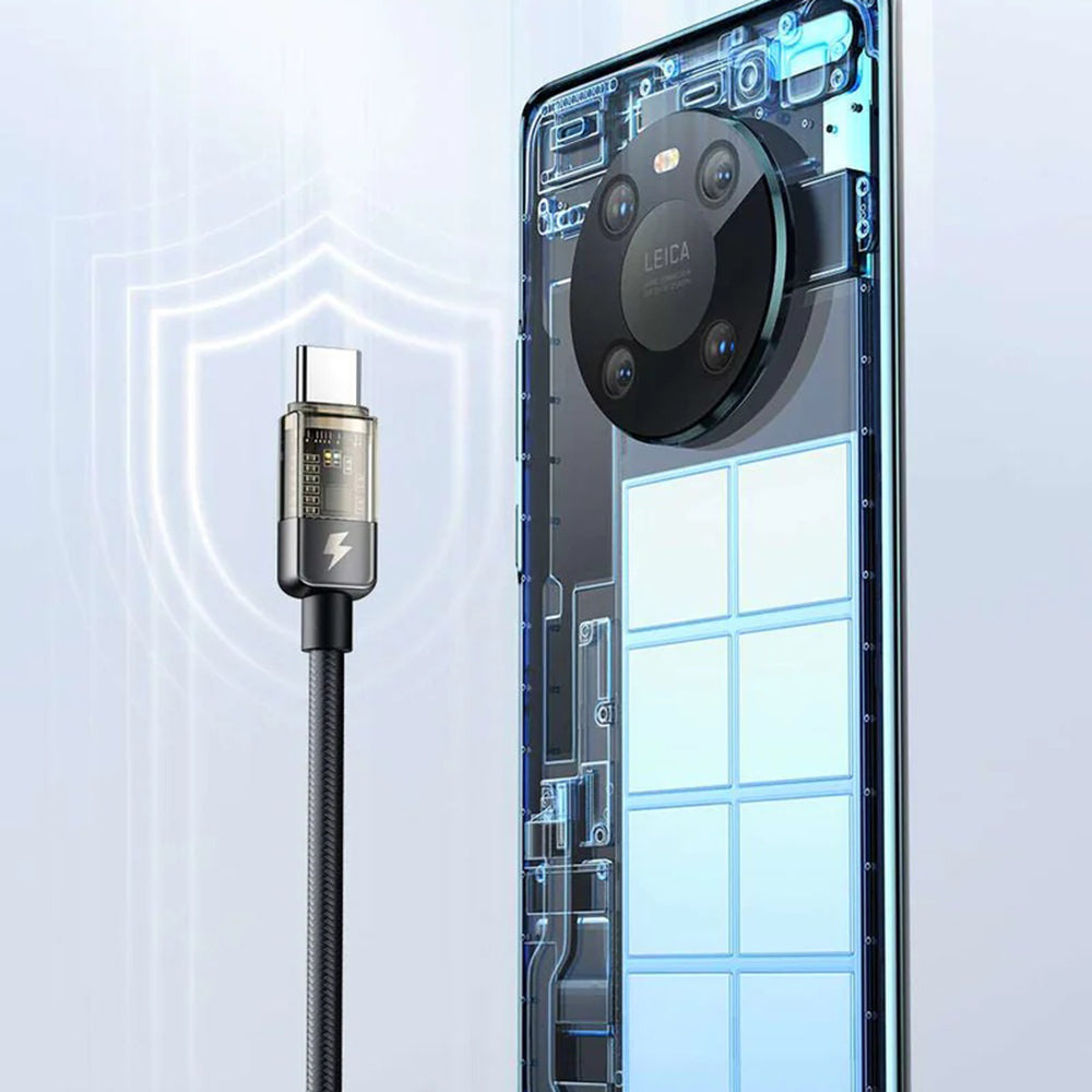 USB-C - USB-C McDodo CA-2840 Auto Power Off adat- és töltőkábel, 100W, 1.2m, Fekete