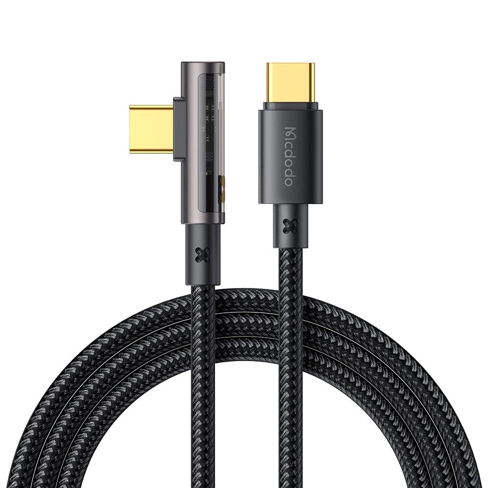 USB-C - USB-C McDodo CA-3400 Angled adat- és töltőkábel, 100W, 1.2m, Fekete