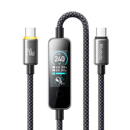 USB-C adat- és töltőkábel - USB-C McDodo CA-8750 kijelző, 240W, 1,2m, fekete