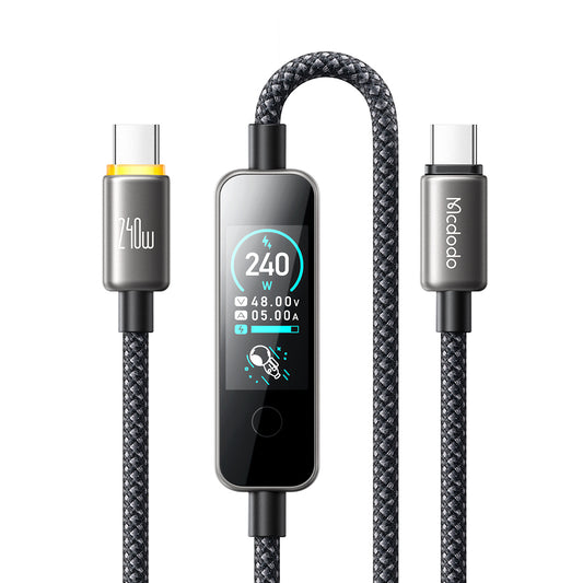 USB-C adat- és töltőkábel - USB-C McDodo CA-8750 kijelző, 240W, 1,2m, fekete