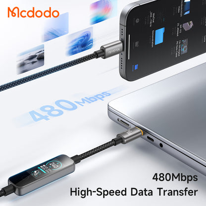 USB-C adat- és töltőkábel - USB-C McDodo CA-8750 kijelző, 240W, 1,2m, fekete