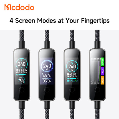 USB-C adat- és töltőkábel - USB-C McDodo CA-8750 kijelző, 240W, 1,2m, fekete