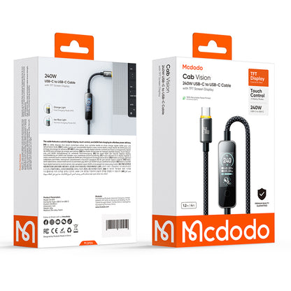 USB-C adat- és töltőkábel - USB-C McDodo CA-8750 kijelző, 240W, 1,2m, fekete