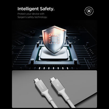 USB-C - USB-C adat- és töltőkábel Spigen EB10015CC, 100W, 1.5m, Fehér ACA10420