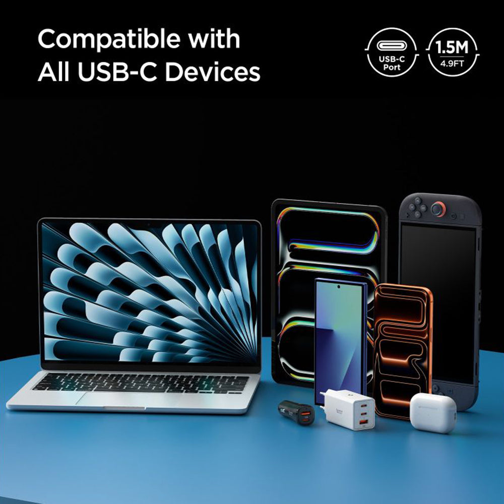 USB-C - USB-C adat- és töltőkábel Spigen EB10015CC, 100W, 1.5m, Fehér ACA10420