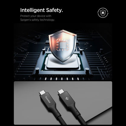 USB-C - USB-C adat- és töltőkábel Spigen EB10015CC, 100W, 1,5m, Fekete ACA10421