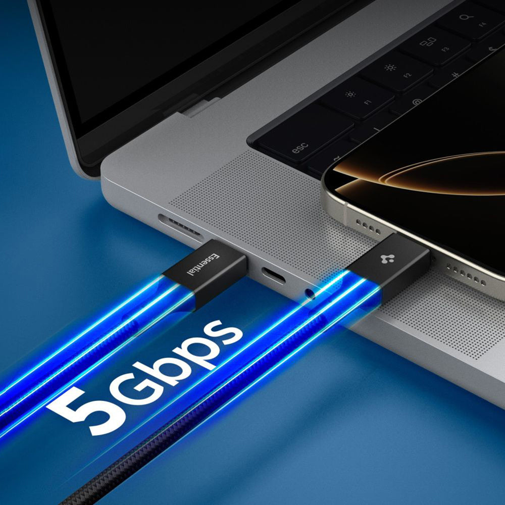 USB-C - USB-C adat- és töltőkábel Spigen EB10015CC, 100W, 1,5m, Fekete ACA10421