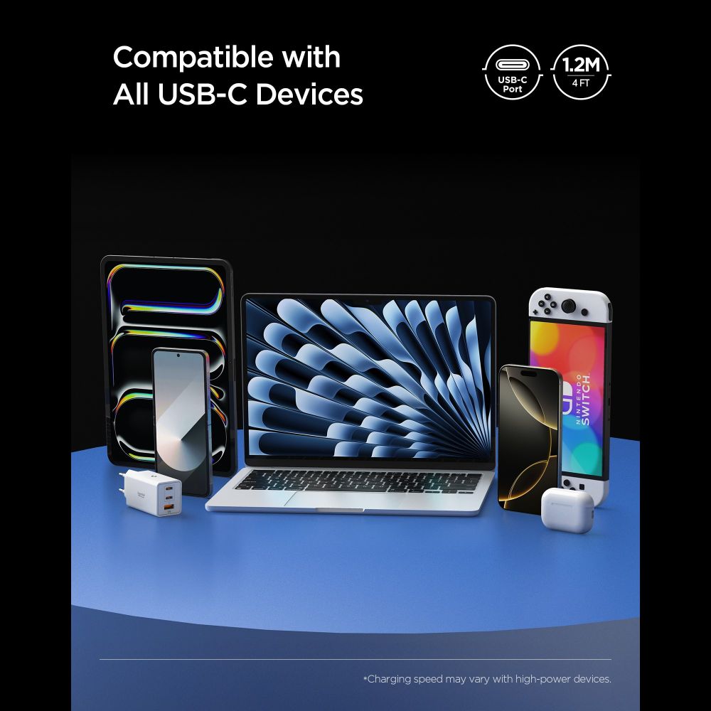 USB-C - USB-C adat- és töltőkábel Spigen EB24012CC, 240W, 1.2m, Fekete ACA09461