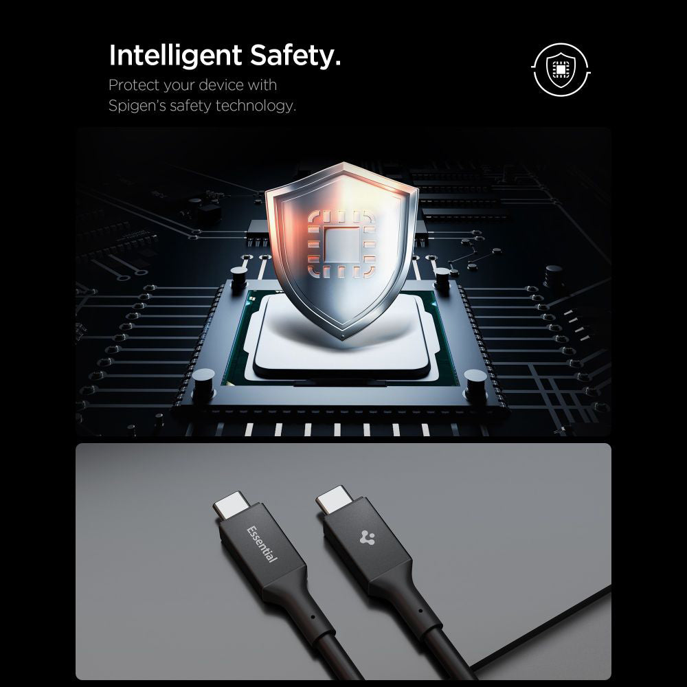 USB-C - USB-C adat- és töltőkábel Spigen EB24012CC, 240W, 1.2m, Fekete ACA09461