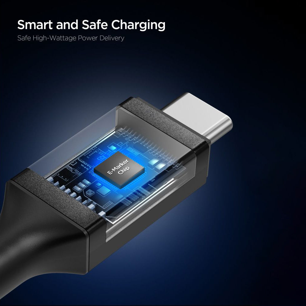 USB-C - USB-C adat- és töltőkábel Spigen EB24012CC, 240W, 1.2m, Fekete ACA09461