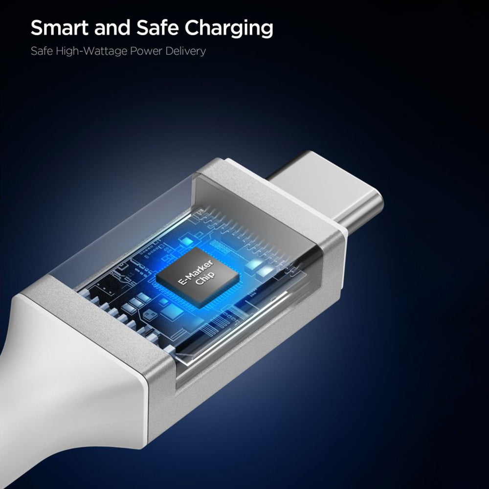 USB-C - USB-C adat- és töltőkábel Spigen EB24015CC, 240W, 1.5m, Fehér ACA10422