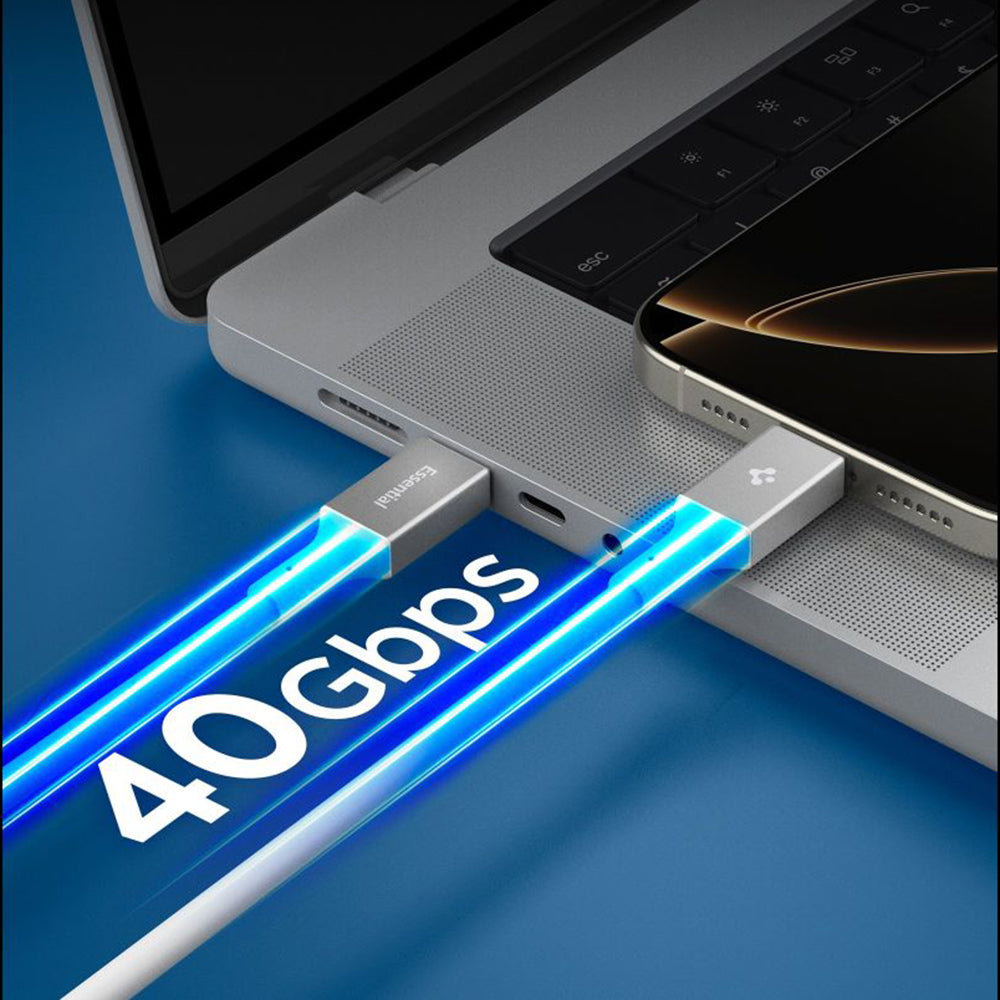 USB-C - USB-C adat- és töltőkábel Spigen EB24015CC, 240W, 1.5m, Fehér ACA10422
