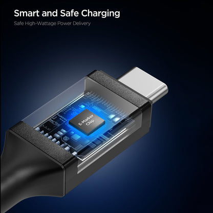 USB-C - USB-C adat- és töltőkábel Spigen EB24015CC, 240W, 1.5m, Fekete ACA10423