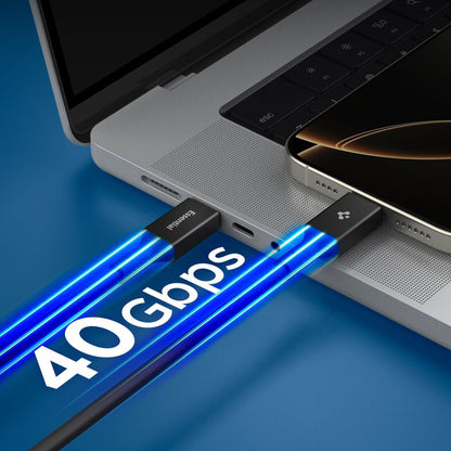 USB-C - USB-C adat- és töltőkábel Spigen EB24015CC, 240W, 1.5m, Fekete ACA10423
