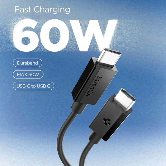USB-C adat- és töltőkábel - USB-C Spigen EB6015CC, 60W, 1,5m, fekete ACA10417