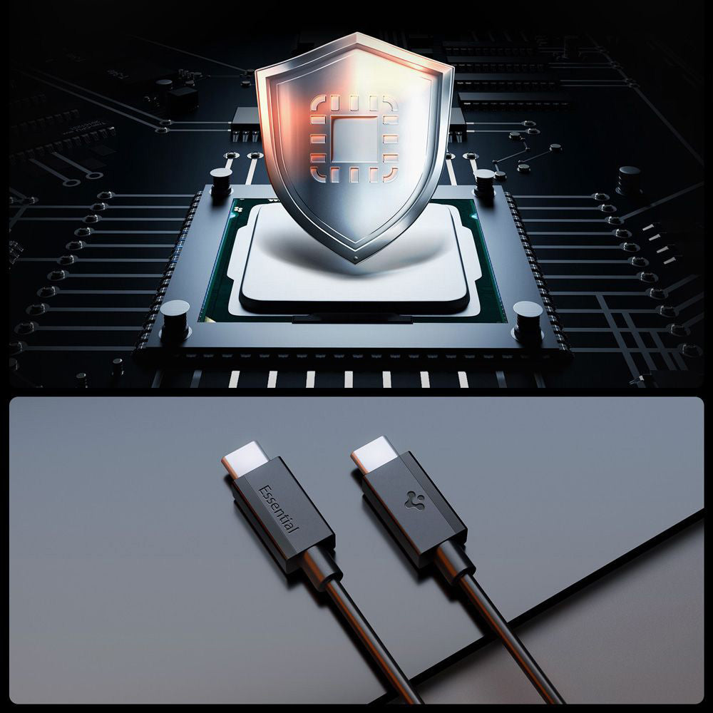 USB-C - USB-C Spigen Essential adat- és töltőkábel, 60W, 2m, Fekete