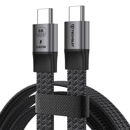 USB-C adat- és töltőkábel - USB-C Techsuit ElysiumSync Pro CX1, 240W, 1m, szürke