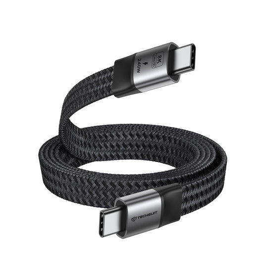 USB-C adat- és töltőkábel - USB-C Techsuit ElysiumSync Pro CX1, 240W, 1m, szürke