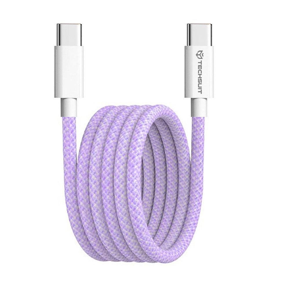 USB-C - USB-C Techsuit PCB114D adat- és töltőkábel, 60W, 1m, Lila