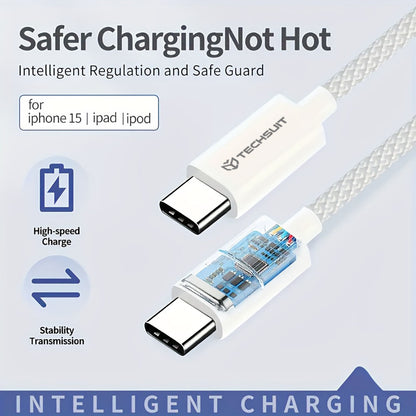 USB-C - USB-C Techsuit PCB114D adat- és töltőkábel, 60W, 1m, Lila