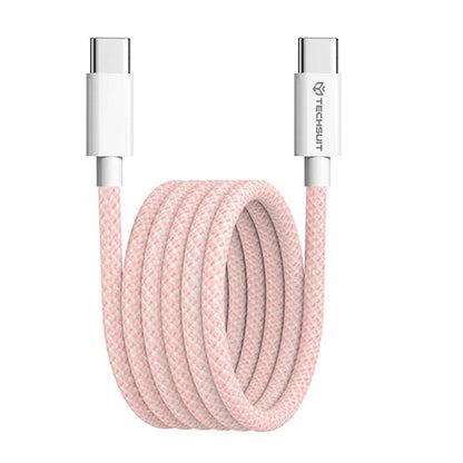 USB-C - USB-C Techsuit PCB114D adat- és töltőkábel, 60W, 1m, Rózsaszín