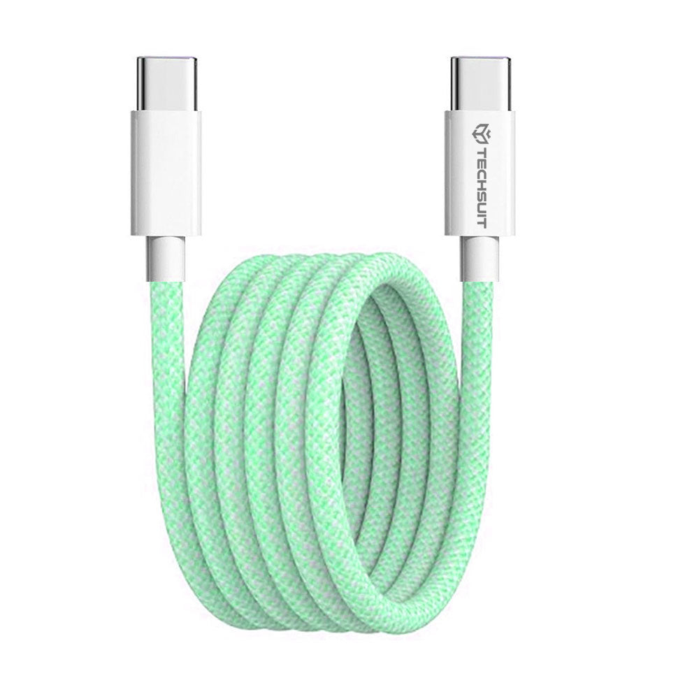 USB-C adat- és töltőkábel - USB-C Techsuit PCB114D, 60W, 1m, Zöld