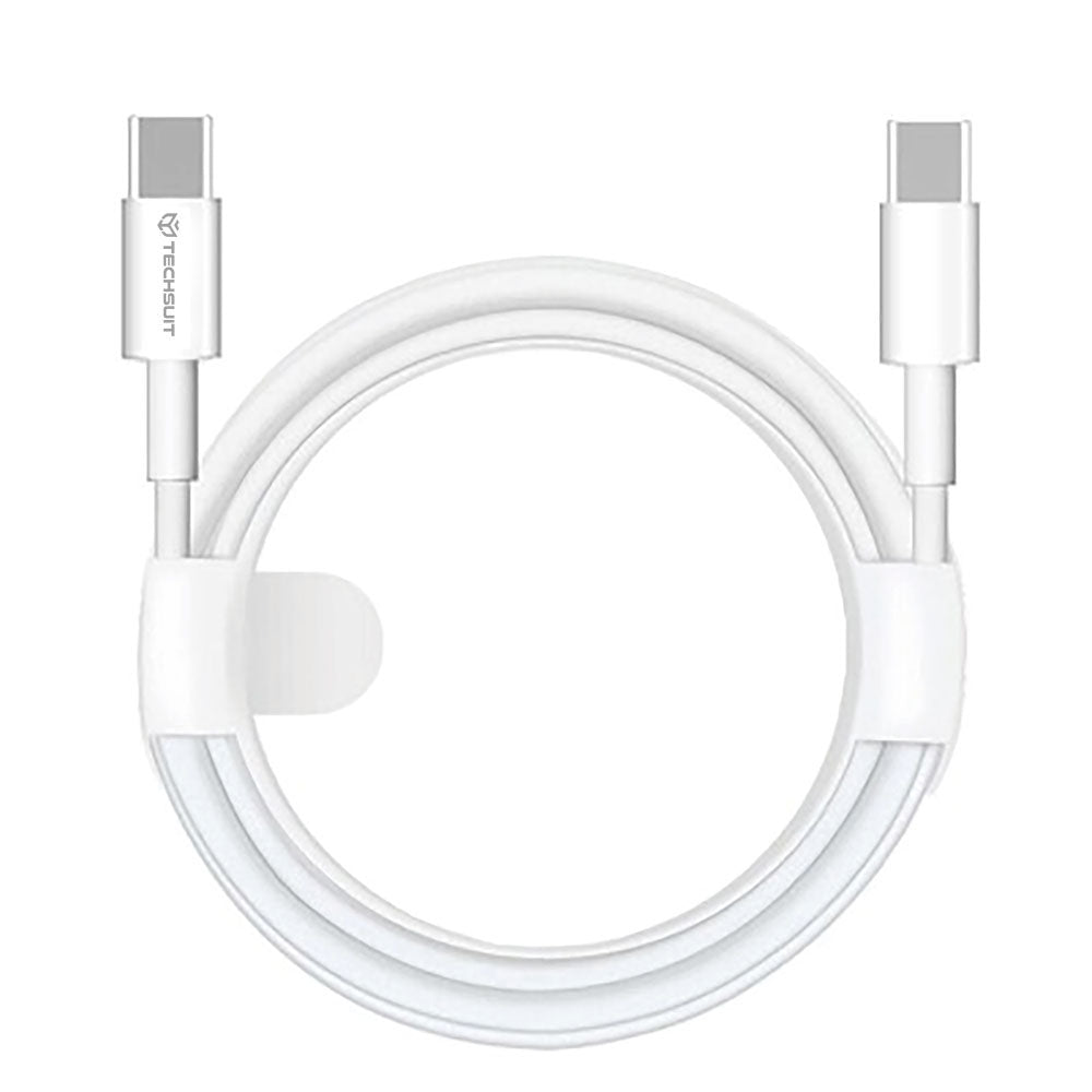 USB-C adat- és töltőkábel - USB-C Techsuit PCB130, 60W, 1m, Fehér