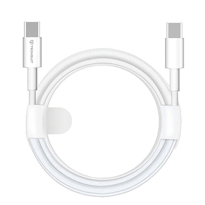 USB-C adat- és töltőkábel - USB-C Techsuit PCB130, 60W, 1m, Fehér