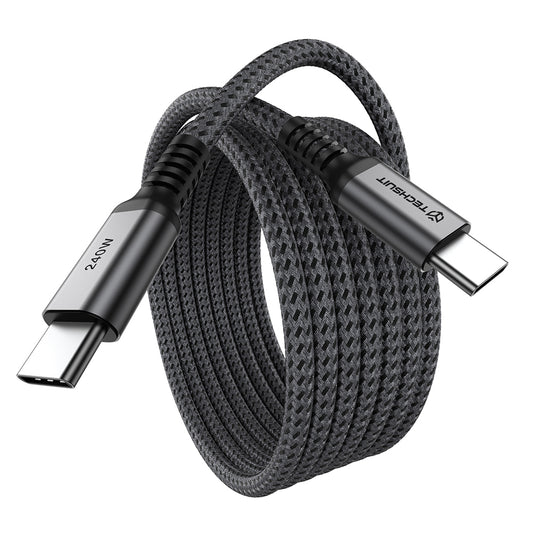 USB-C adat- és töltőkábel - USB-C Techsuit TitanSync Pro CX2, 240W, 1m, szürke