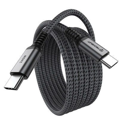 USB-C adat- és töltőkábel - USB-C Techsuit TitanSync Pro CX2, 240W, 2m, szürke