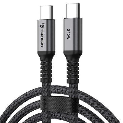 USB-C adat- és töltőkábel - USB-C Techsuit TitanSync Pro CX2, 240W, 2m, szürke
