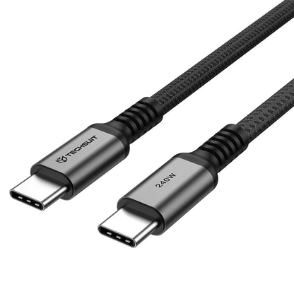 USB-C adat- és töltőkábel - USB-C Techsuit TitanSync Pro CX2, 240W, 2m, szürke