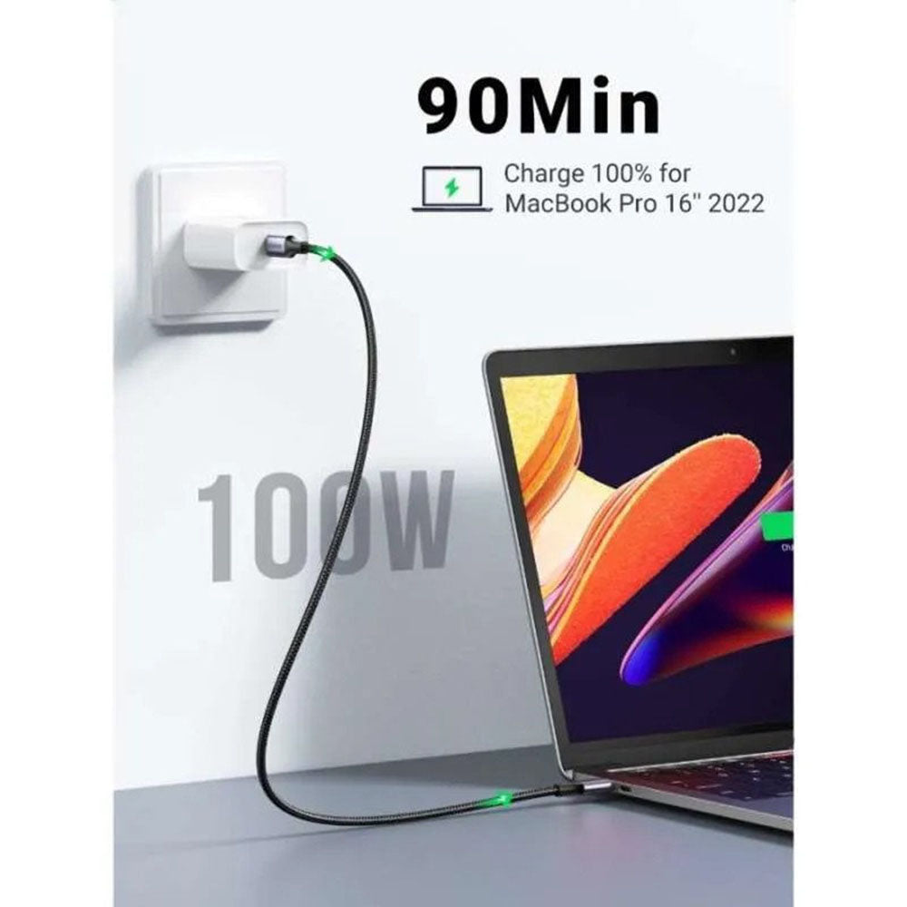 USB-C - USB-C adat- és töltőkábel UGREEN L502, 100W, 1m, Szürke