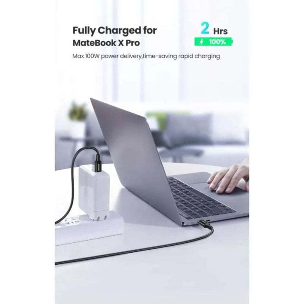 USB-C - USB-C adat- és töltőkábel UGREEN L502, 100W, 1m, Szürke