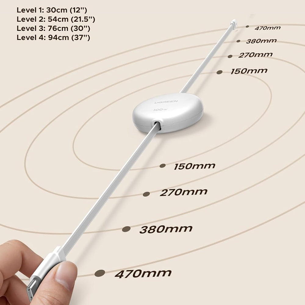 USB-C adat- és töltőkábel - USB-C UGREEN L531, 100W, 1m, Fehér