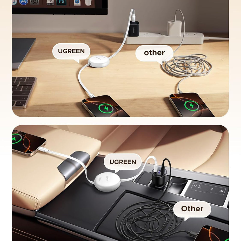 USB-C adat- és töltőkábel - USB-C UGREEN L531, 100W, 1m, Fehér