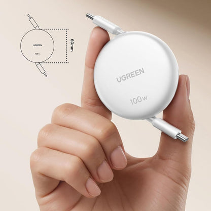 USB-C adat- és töltőkábel - USB-C UGREEN L531, 100W, 1m, Fehér