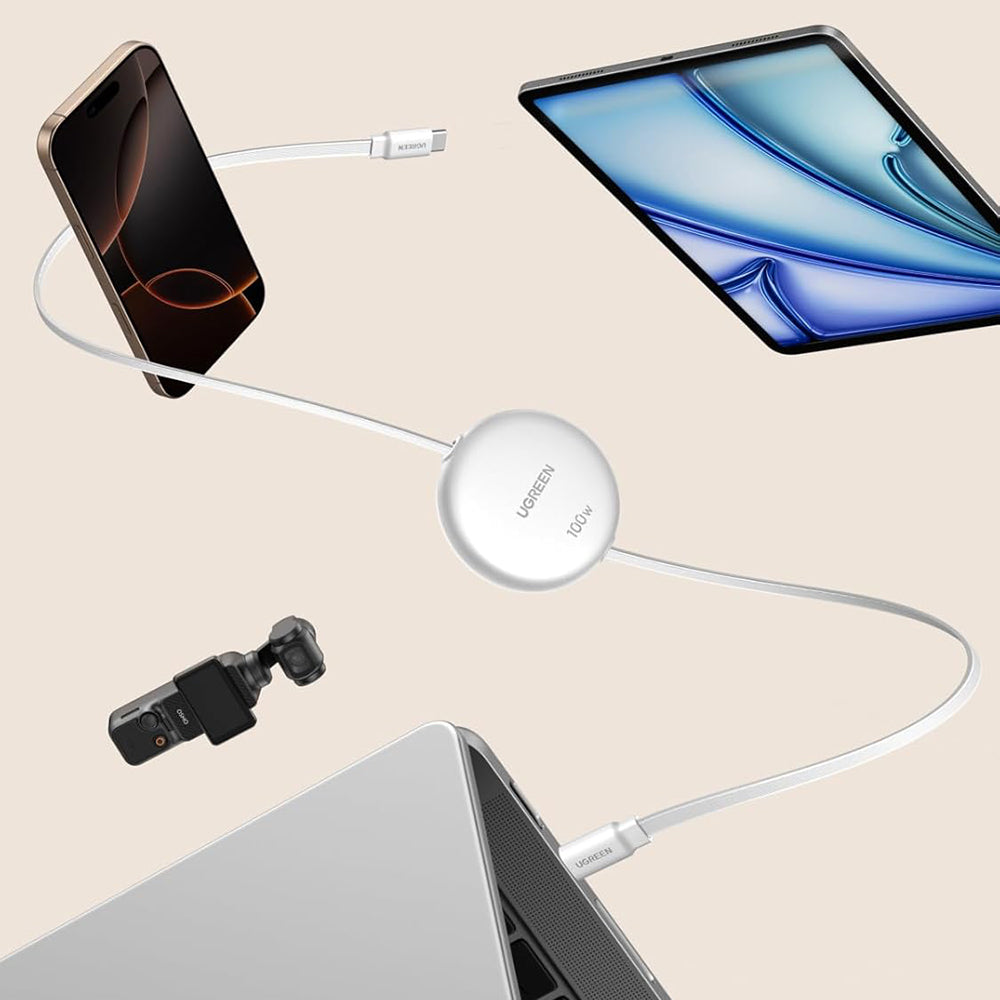 USB-C adat- és töltőkábel - USB-C UGREEN L531, 100W, 1m, Fehér