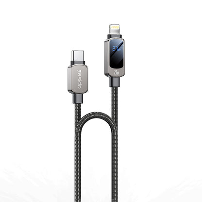 USB-C to USB-C Data and Charging Cable Yesido CA180 Display, 27W, 1.2m, Black
