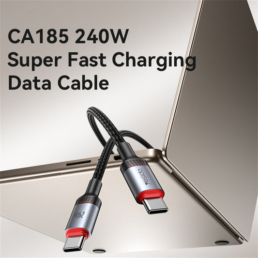 USB-C - USB-C Yesido CA186 adat- és töltőkábel, 240W, 2m, Fekete